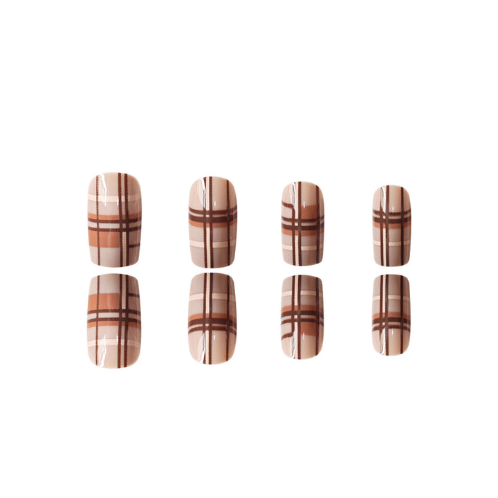 Stylish Plaid Press-On Nail Set Bowlift