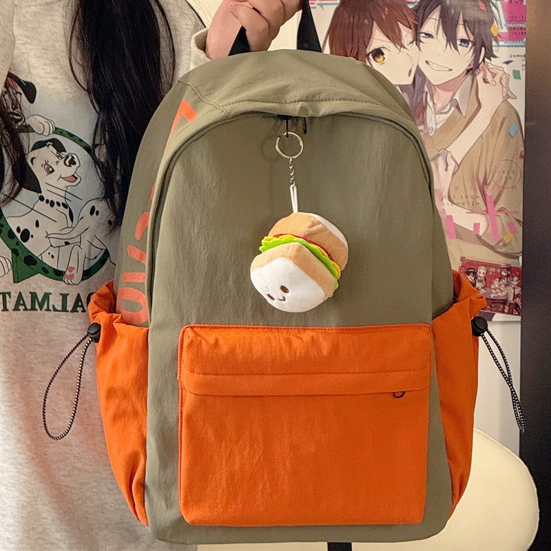 Trendy Casual Backpack with Cute Plush Charm