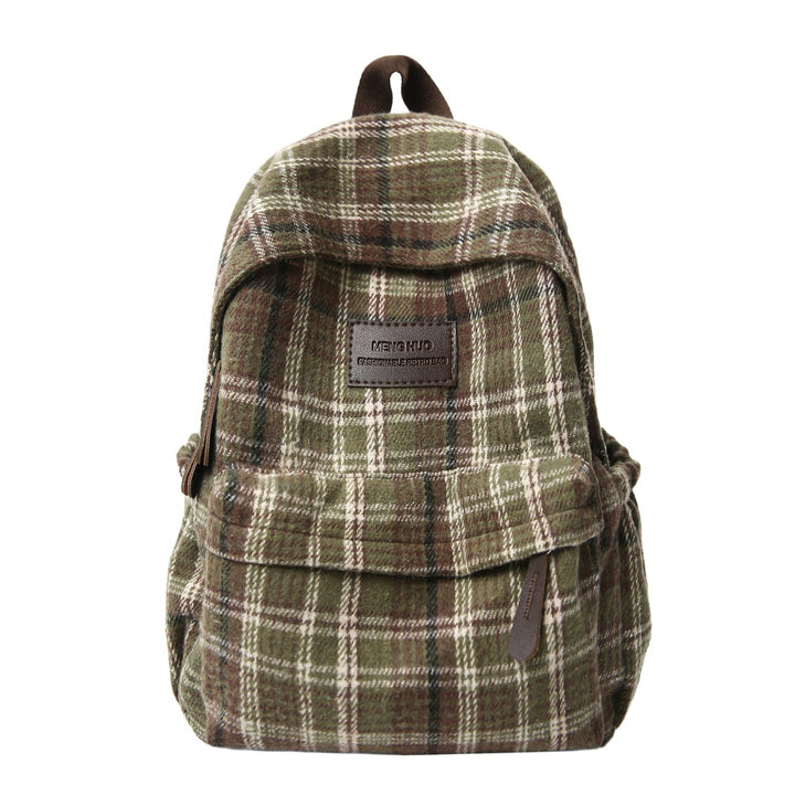Cozy Plaid Pattern School Backpack Bowlift