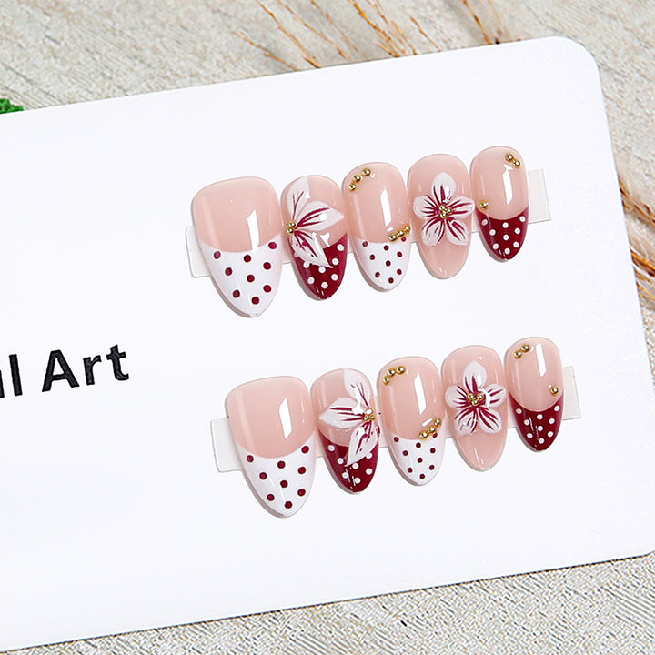 Artistic Nail Tips with Floral Decoration Bowlift