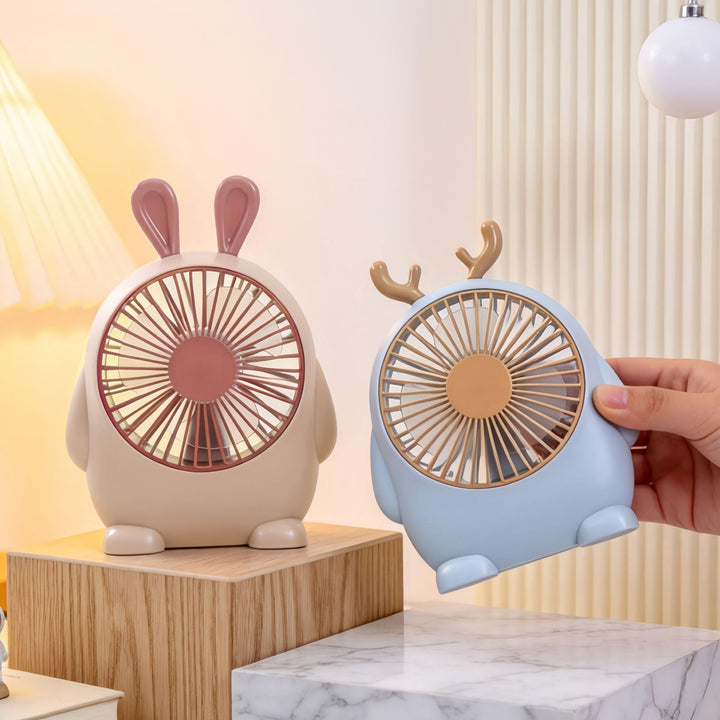 Ladies portable hand fan with playful moose design Bowlift