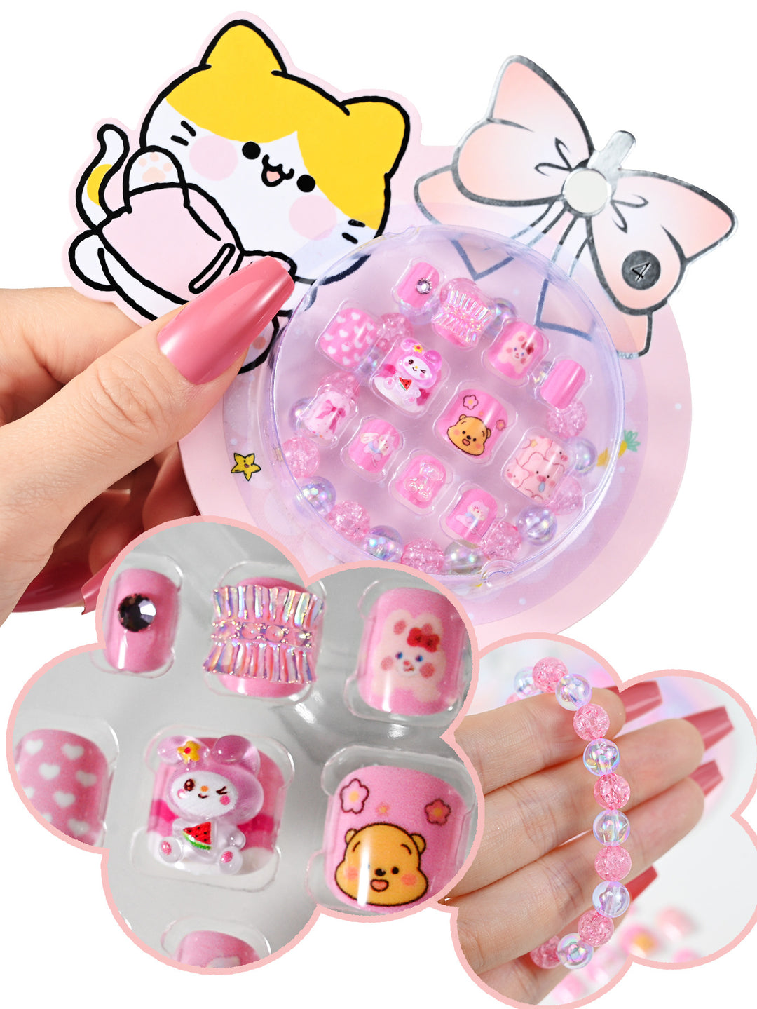 Cute Cartoon-Themed Press-On Nail Set Bowlift