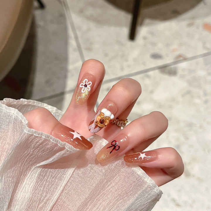 Artistic 3D Character-Themed Press-On Nail Extensions Bowlift