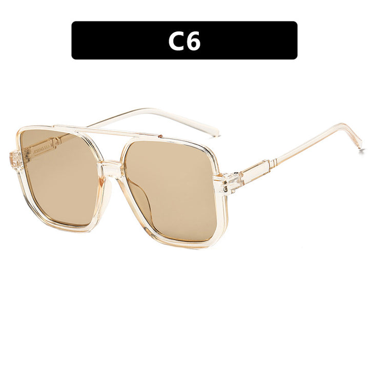 Women's square sunglasses with transparent frame and green tinted lenses Bowlift