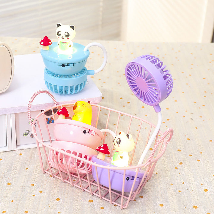 Ladies Portable Mini Fan with LED Function and Animal Design Bowlift