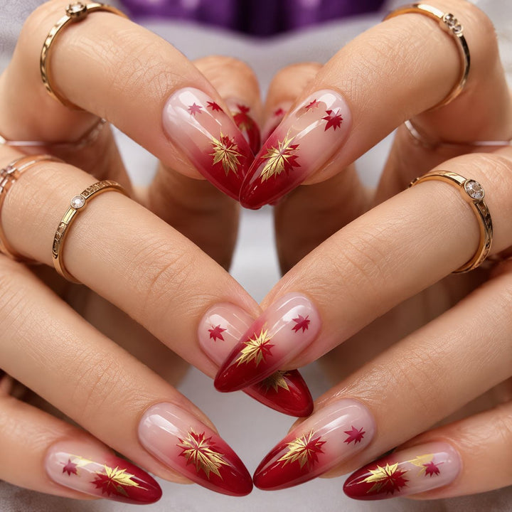 Artificial nails with leaf design Bowlift