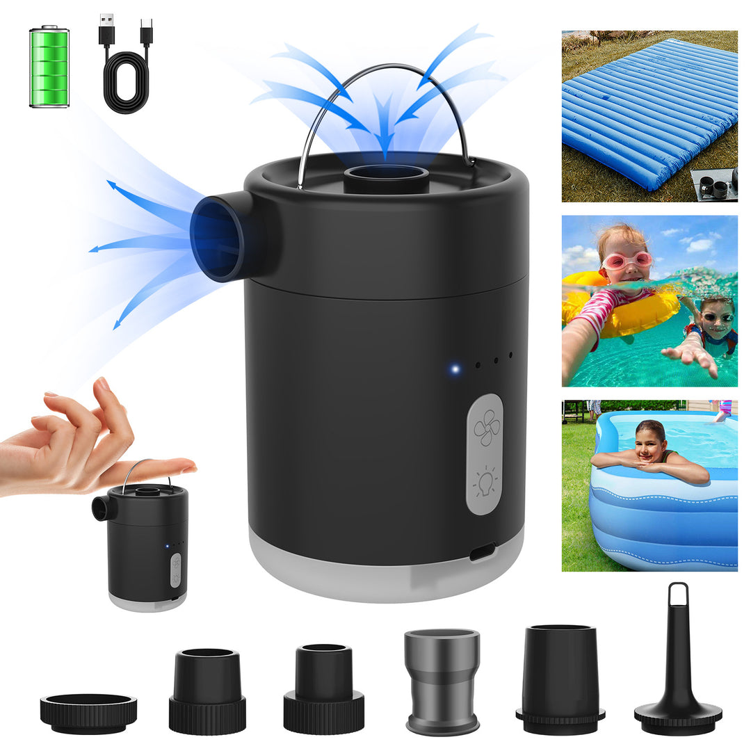 Portable Cordless Rechargeable Electric Air Pump With Multi-Nozzle Adapters Bowlift