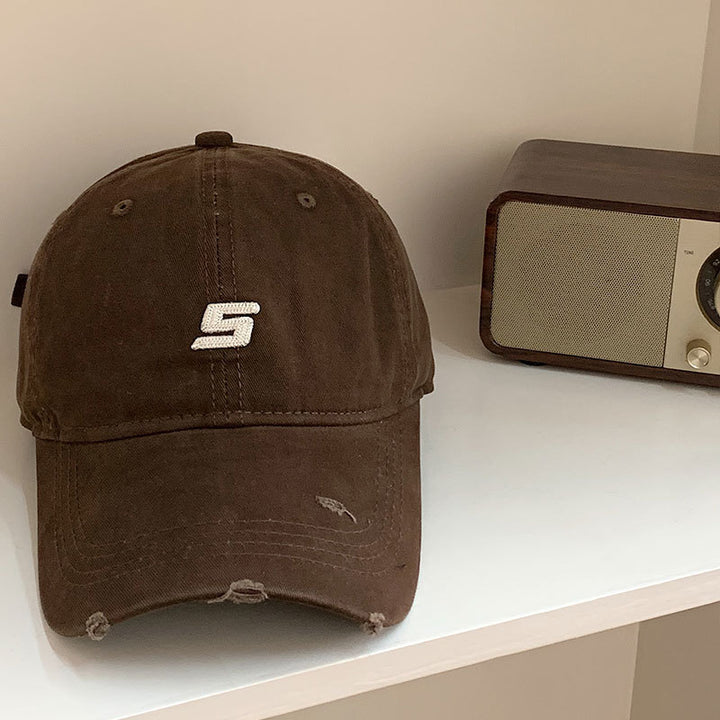 Men's Distressed Cotton Adjustable Baseball Cap Bowlift