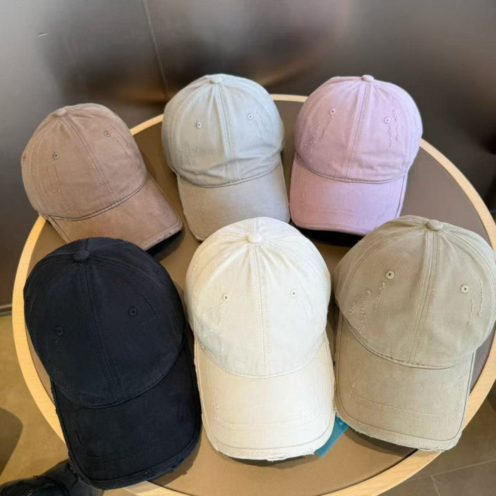 Women's Distressed Casual Twill Baseball Cap Bowlift