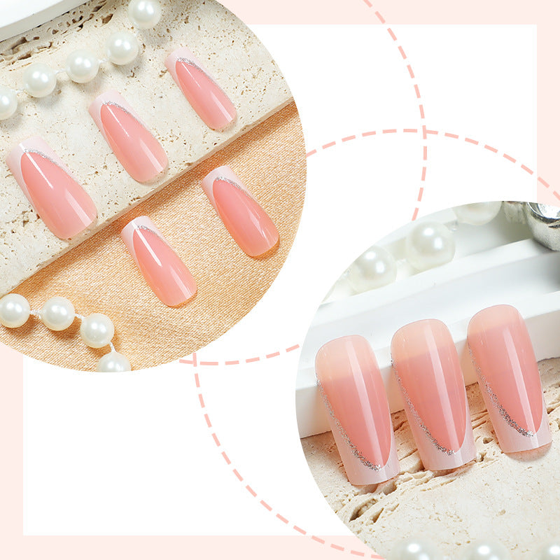 Artificial nail set with elegant design and glitter accents Bowlift