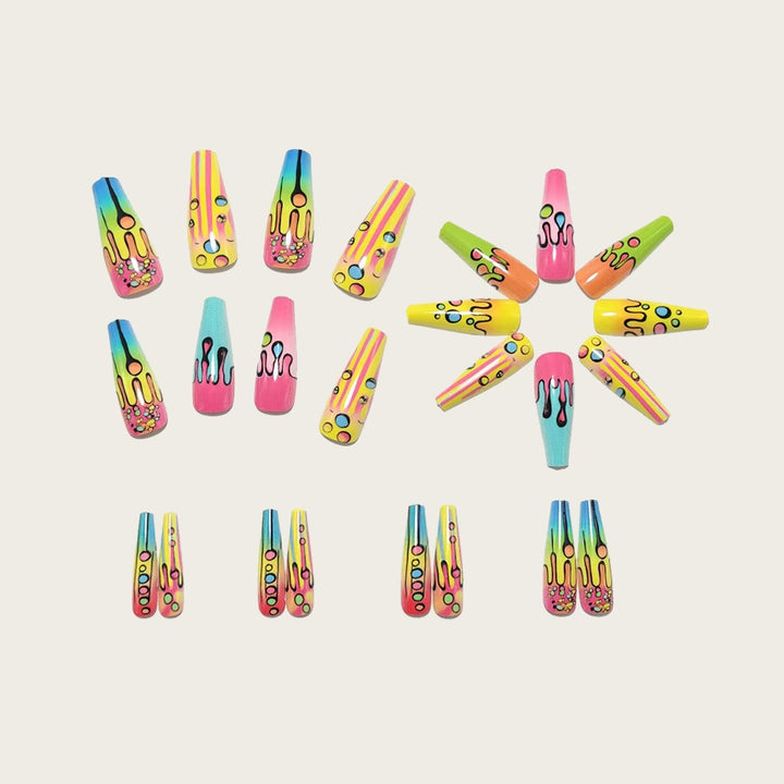 Creative nail art with flowing gradient and glitter accents Bowlift