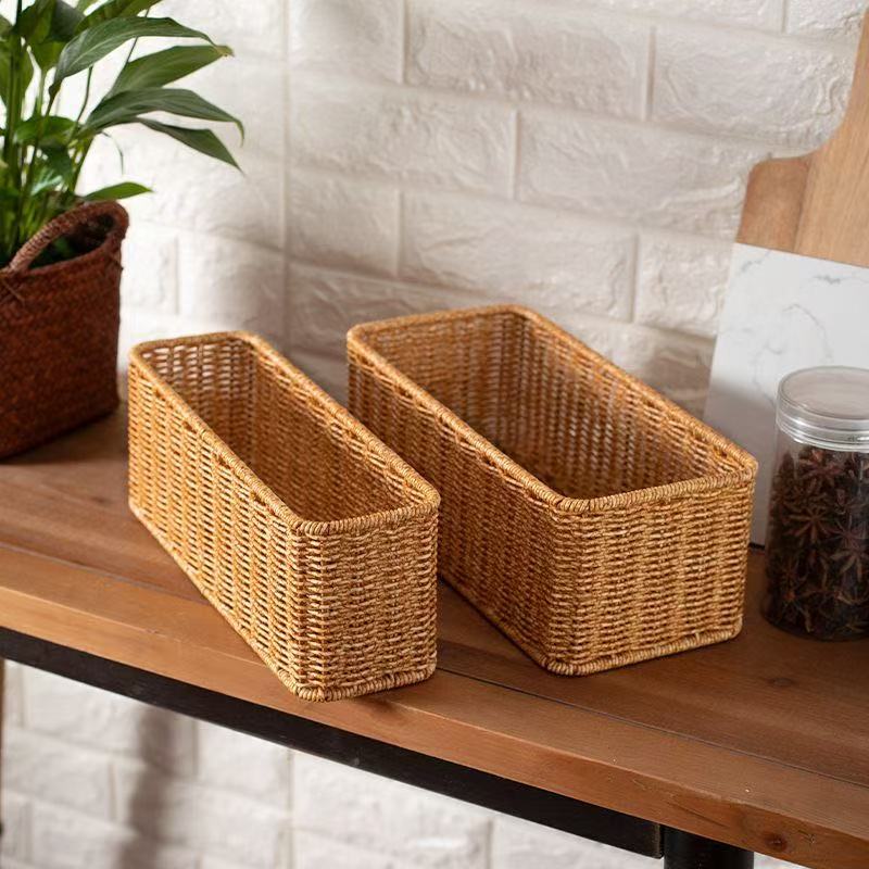 Rectangular Handwoven Storage Basket Bowlift