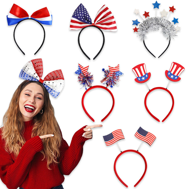 Ladies' festive hairband with pom poms, star embellishments, and glitter tinsel Bowlift