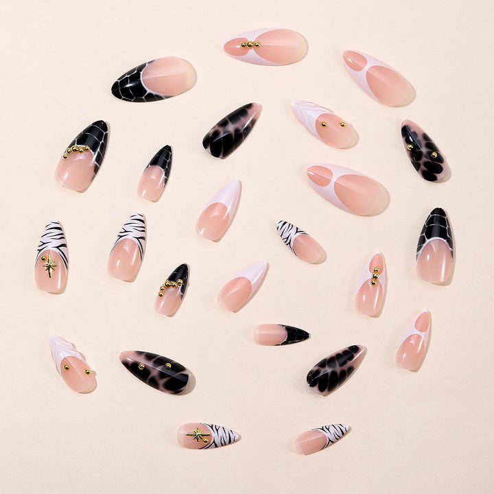 Elegant Stiletto Nail Art Extensions with Geometric Design Bowlift