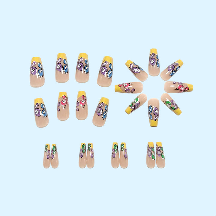 Colorful artificial nails with butterfly design Bowlift