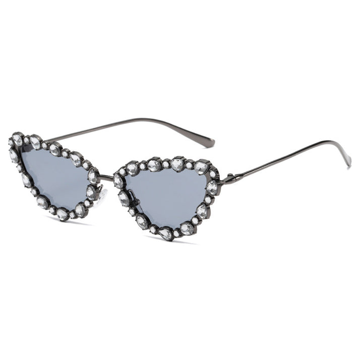 Women's Heart-Shaped Designer Sunglasses with Glamorous Crystal Frame Bowlift