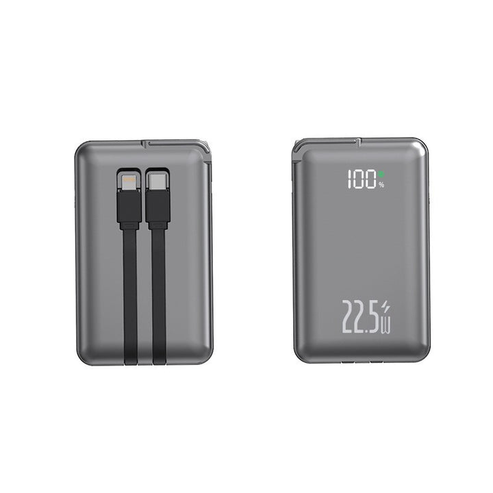 Slim Powerbank with Integrated Charging Cables and Digital Display Bowlift