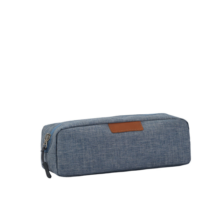 Rectangular Canvas Travel Organizer Pouch with Leather Patch Bowlift