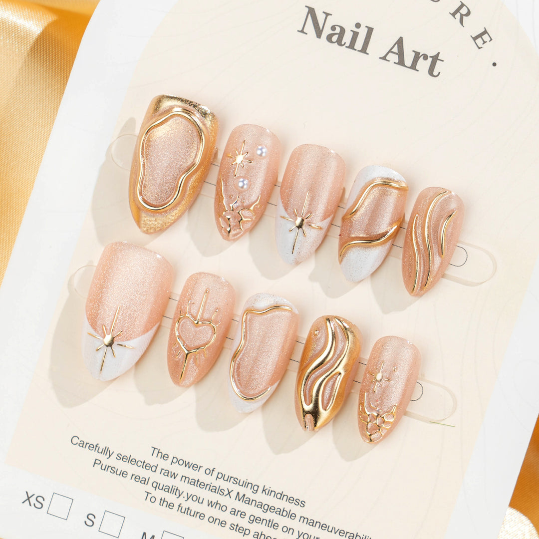 Artistic 3D Nail Tips with Glitter and Bead Decoration Bowlift