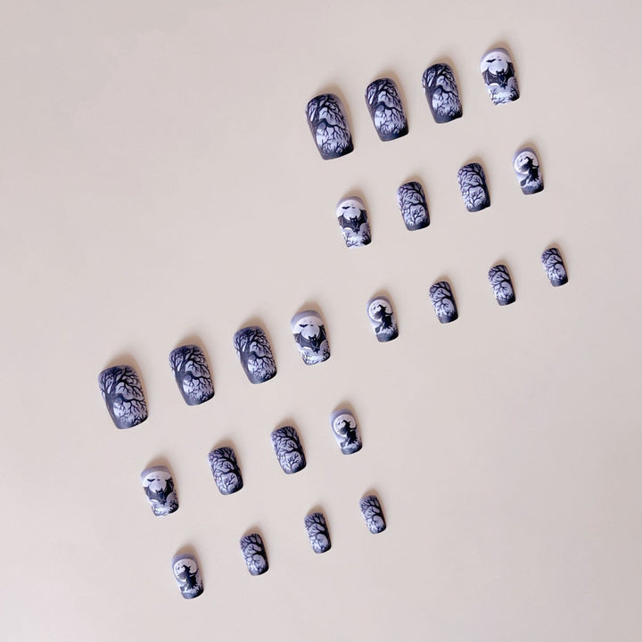 Nail art set with spooky Halloween design and intricate 3D decorations Bowlift