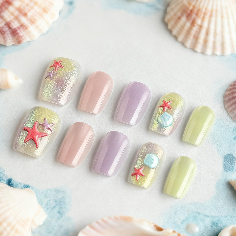 Artistic Beach-Inspired Press-On Nails Bowlift