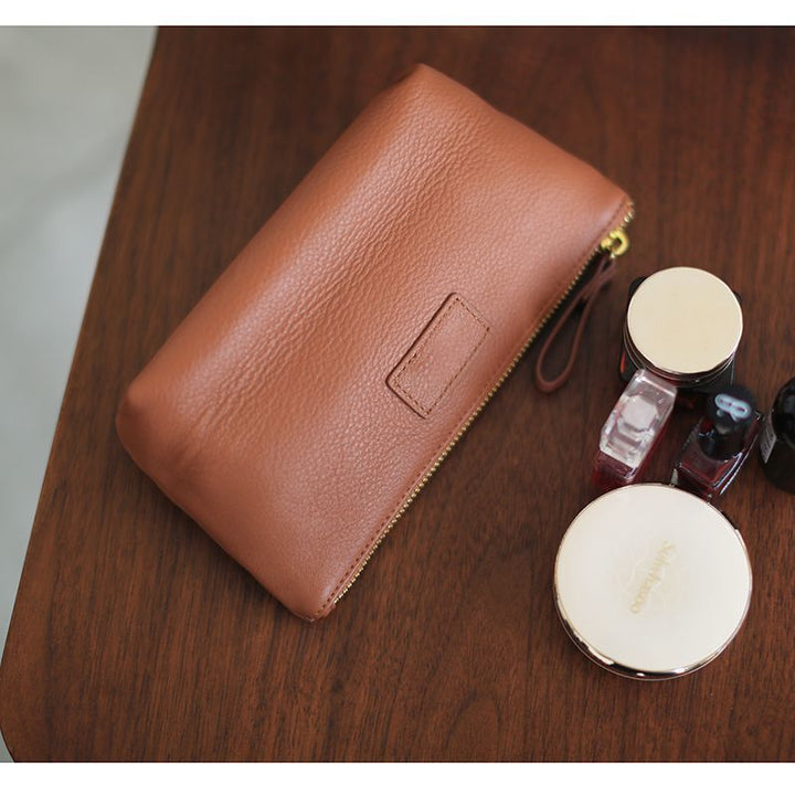 Textured Leather Zip Cosmetic Pouch Bowlift