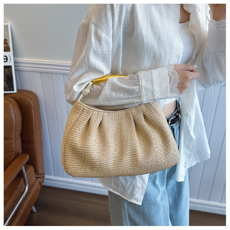Handbag with Elegant Wooden Handle Bowlift