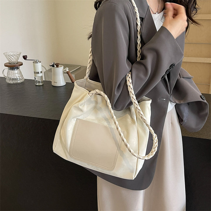 Fashionable Braided Handle Tote Bag Bowlift