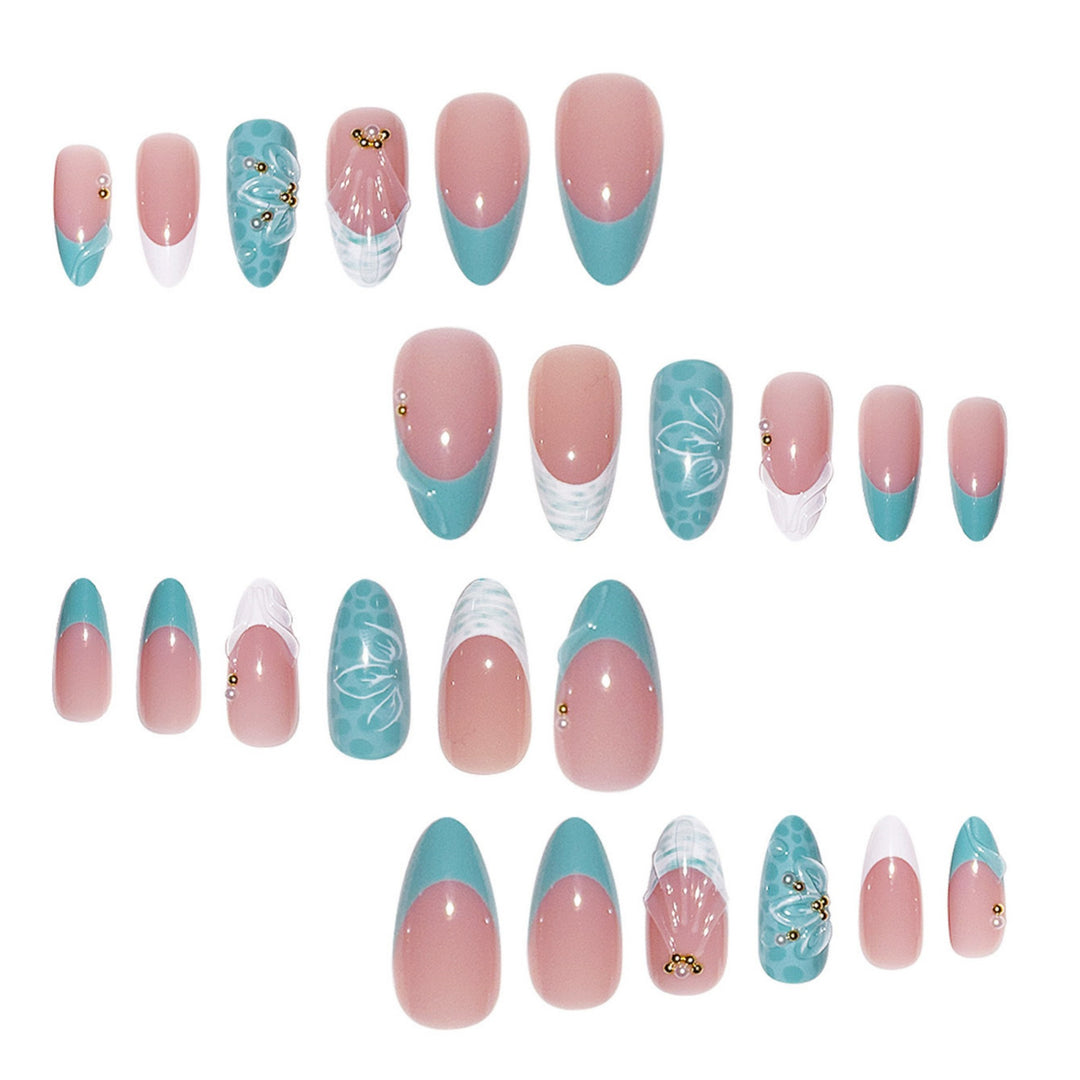 Decorative Floral Stiletto Press-On Nails Bowlift