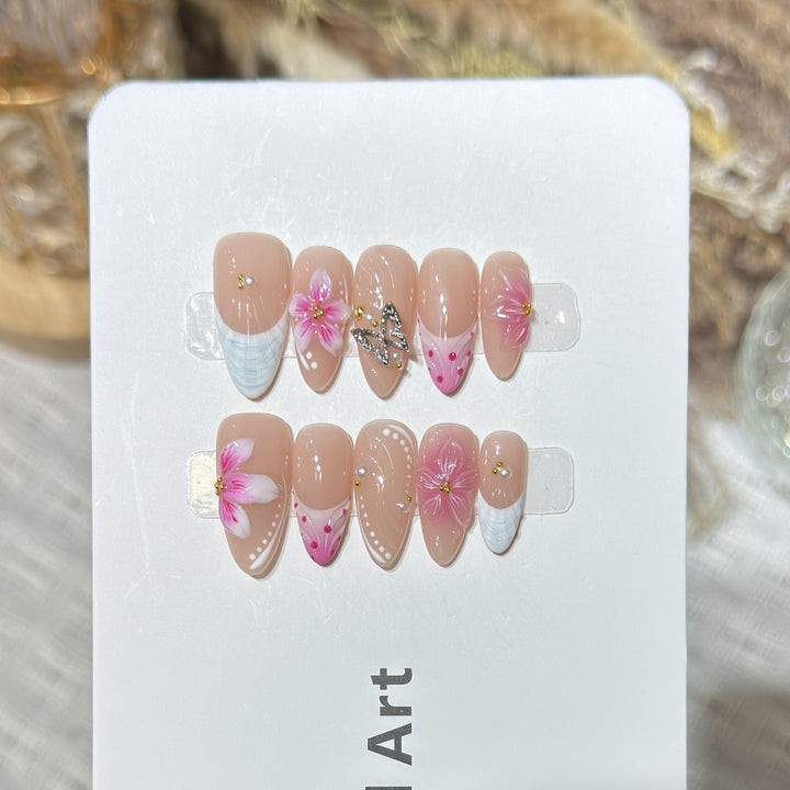 Floral Accent Press-On Nail Art Set Bowlift