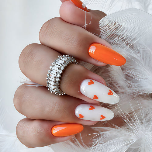 Stylish Heart-Embellished Press-On Nail Art Bowlift