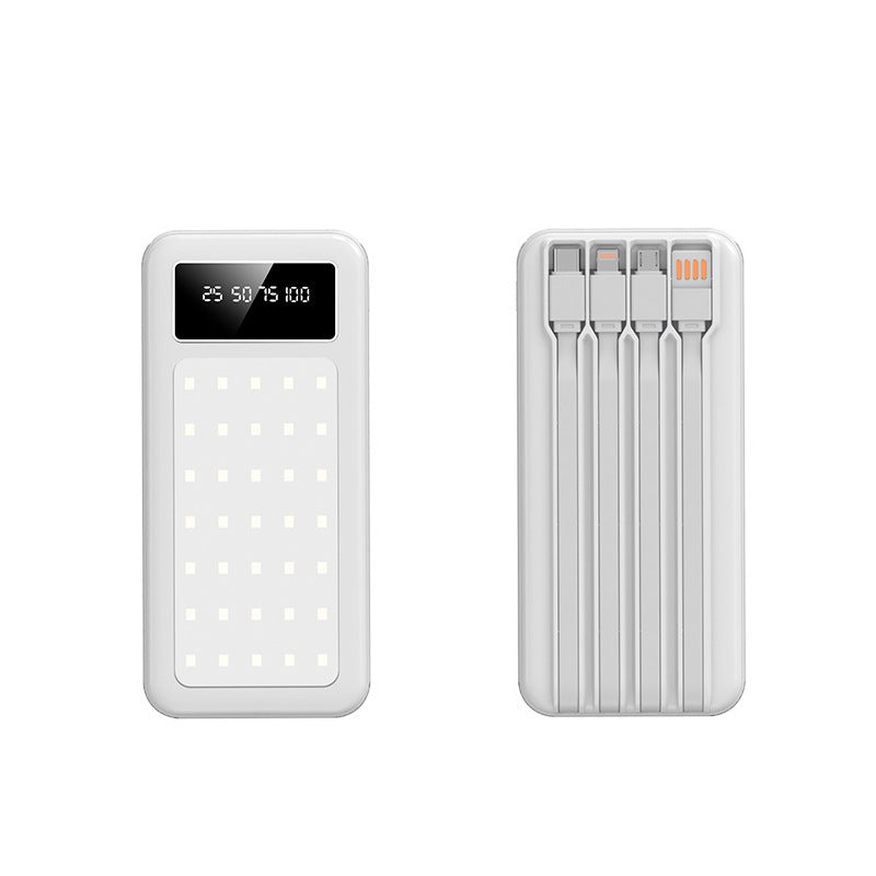 Portable power bank with digital power display and integrated cable system Bowlift