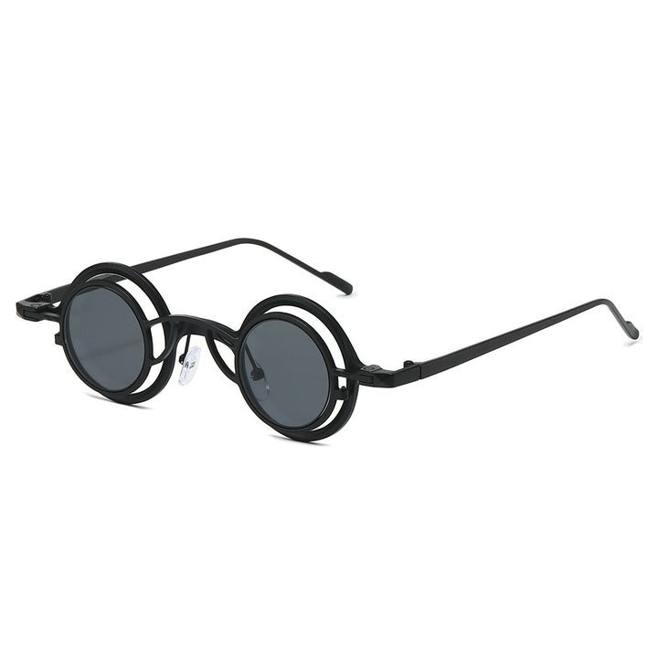 Women's Retro Round Sunglasses with Double Frame Bowlift