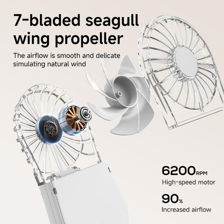 Unisex Portable Rechargeable Handheld Fan with LED Mirror Bowlift