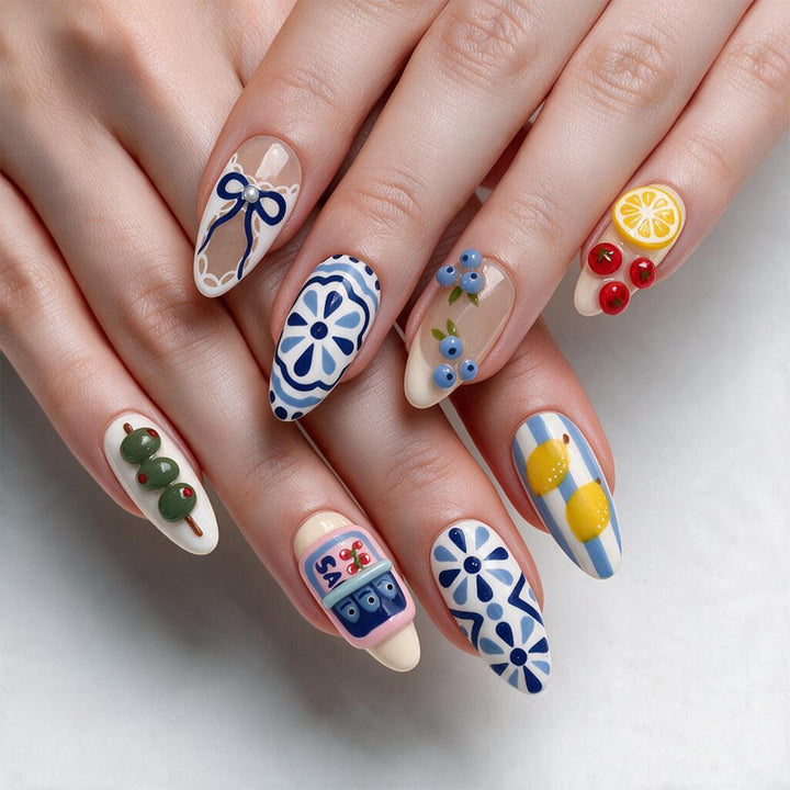 Artistic acrylic nails with unique designs Bowlift
