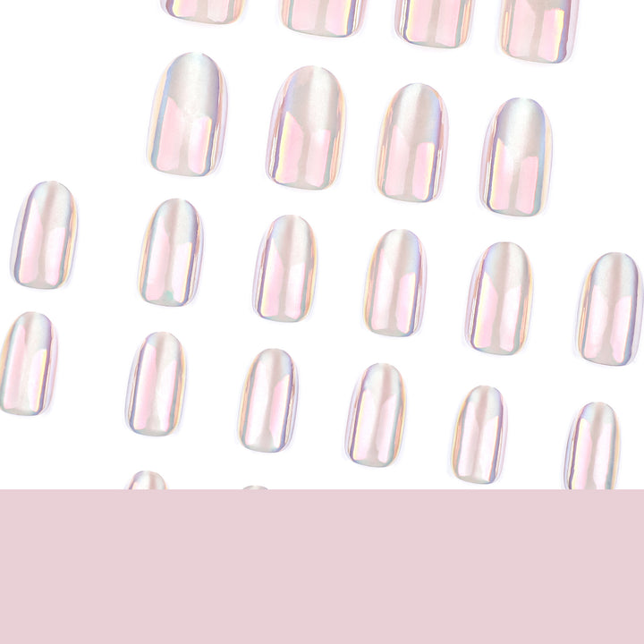 Trendy Nail Extensions with Shimmering Gradient Bowlift