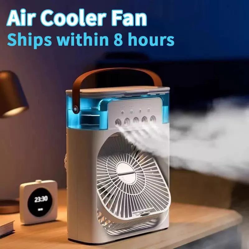 Unisex One Size USB humidifying portable fan with three speed settings, seven-color mood light, removable water tank, and sturdy carrying handle Bowlift