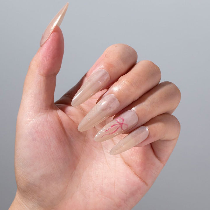 Elegant Stiletto Press-On Nail Set with Bow Accents Bowlift