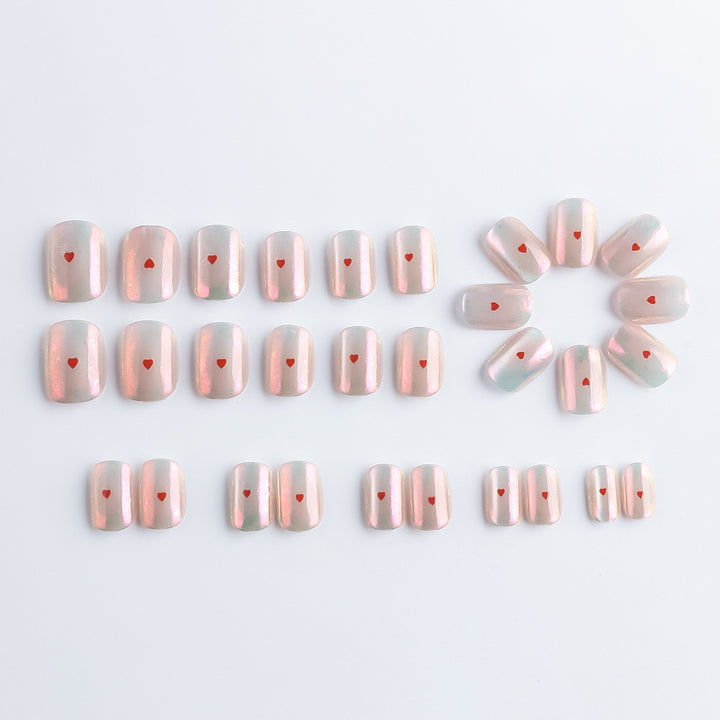 Heart-Embellished Gel Nail Art Bowlift