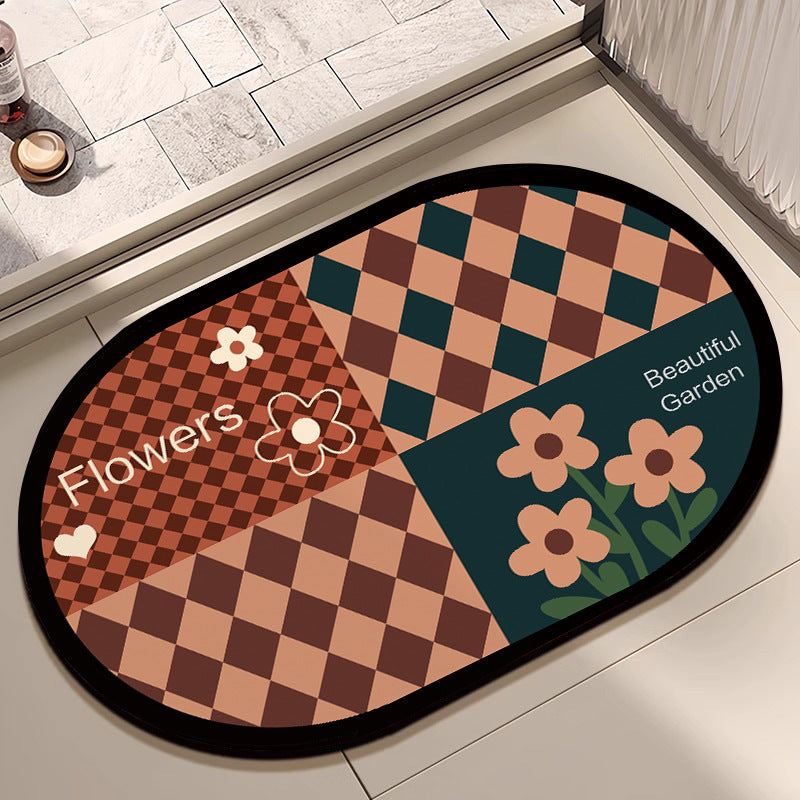 Floral Design Cotton Bath Mat Bowlift