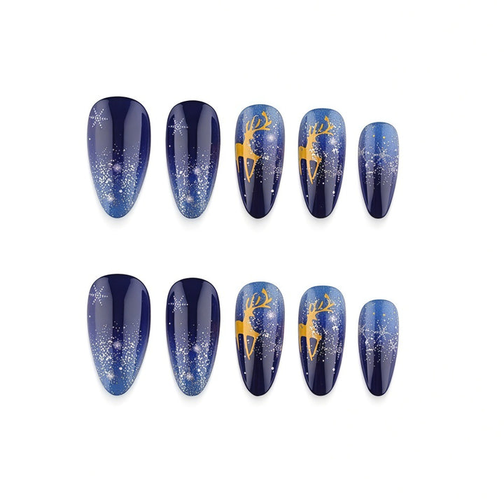 Artificial Nails in Elegant Winter Design with Sparkling Accents Bowlift