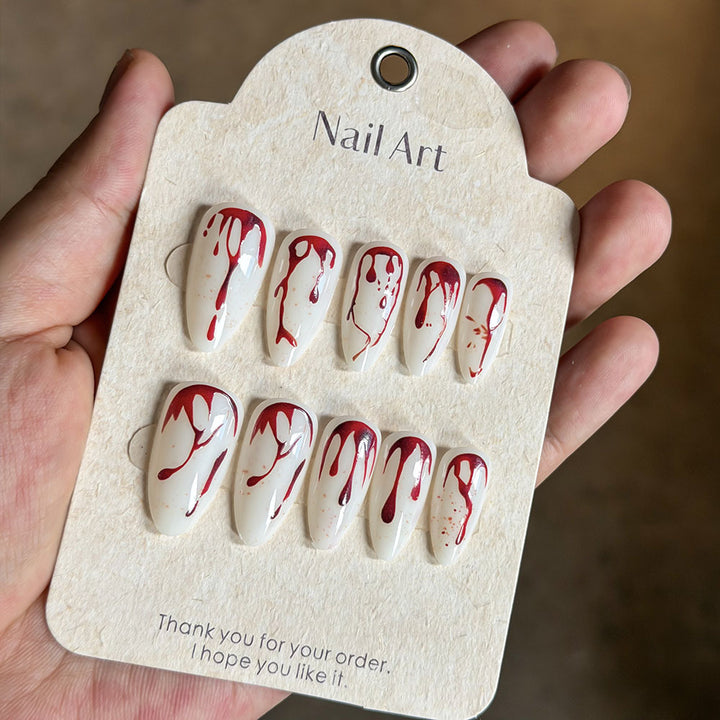 Artistic Abstract Blood-Splattered Press-On Nails Bowlift