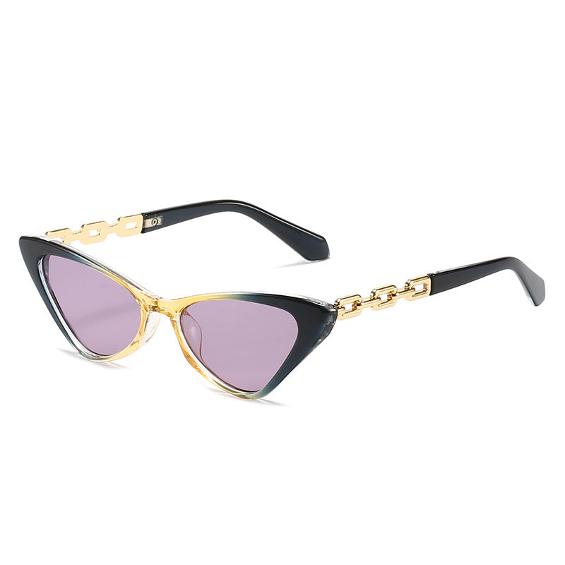 Women Cat-Eye Sunglasses with Stylish Chain Accents Bowlift