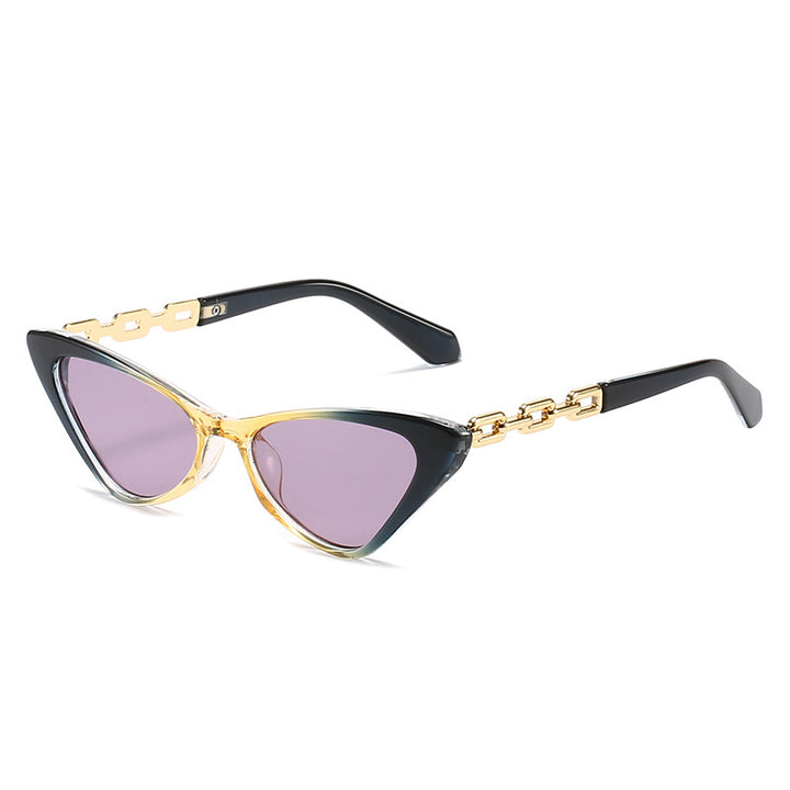 Women Cat-Eye Sunglasses with Stylish Chain Accents Bowlift