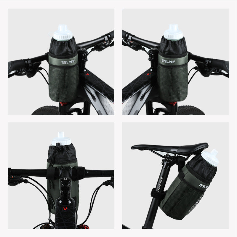insulated bike bottle holder with adjustable Velcro straps and mesh pocket Bowlift