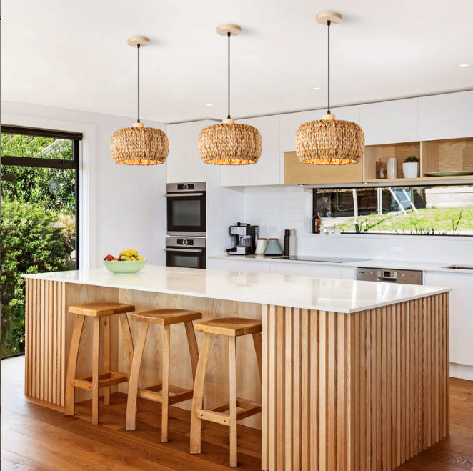 Hanging light made of braided material Bowlift