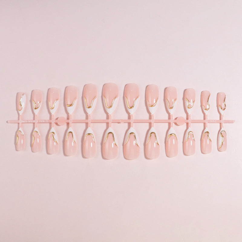 DIY Press-On Nail Set with Elegant Gold Accents Bowlift