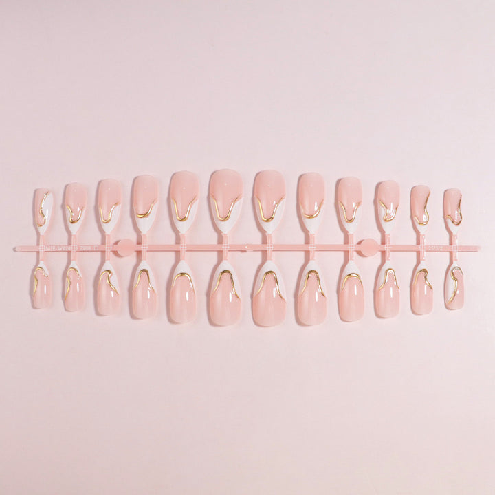 DIY Press-On Nail Set with Elegant Gold Accents Bowlift