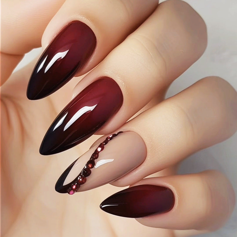 Nail set with elegant ombre design and creative decorations Bowlift