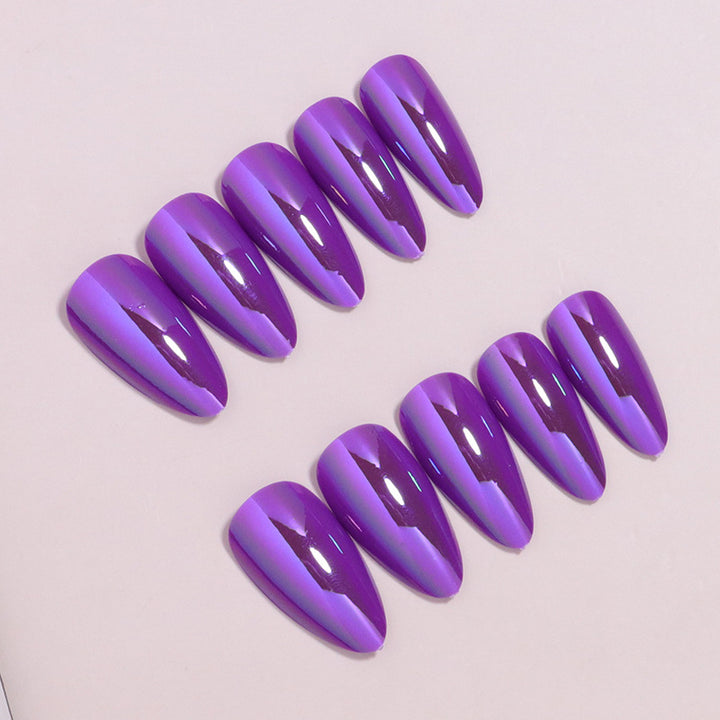 Glossy Press-On Nails Set with Iridescent Finish Bowlift